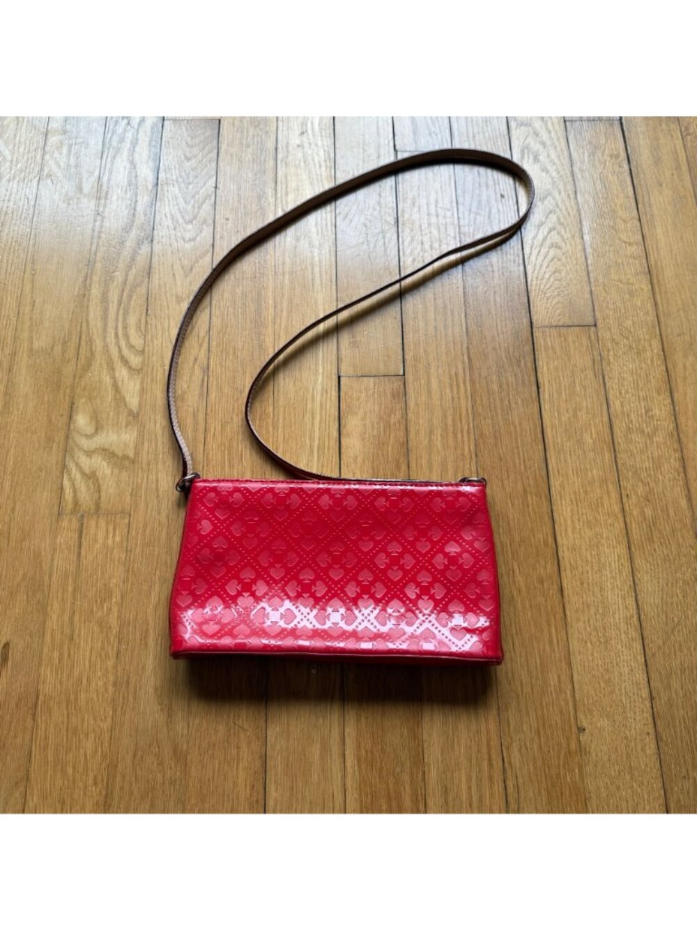 Kate Spade NY Red Patent Leather Deboss Logo Emerald Avenue Crossbody Bag - Picture 9 of 16
